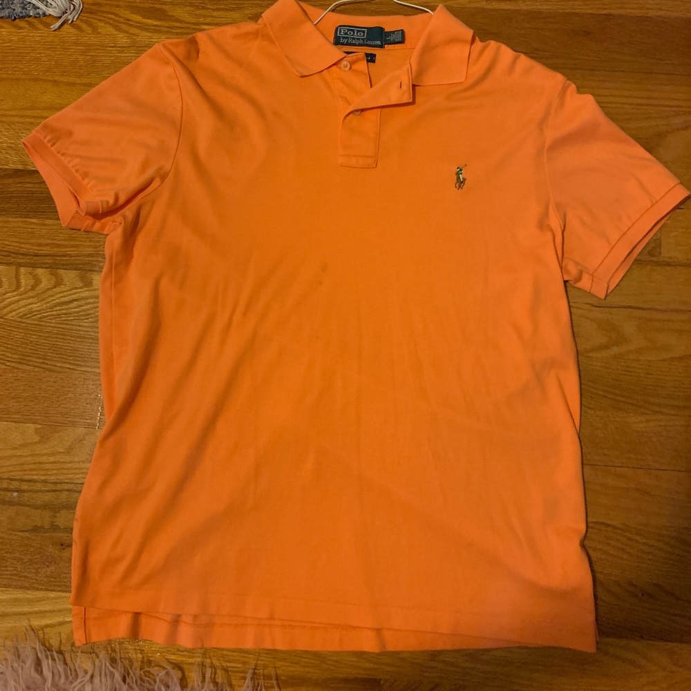 Men’s neon orange Ralph Lauren polo
